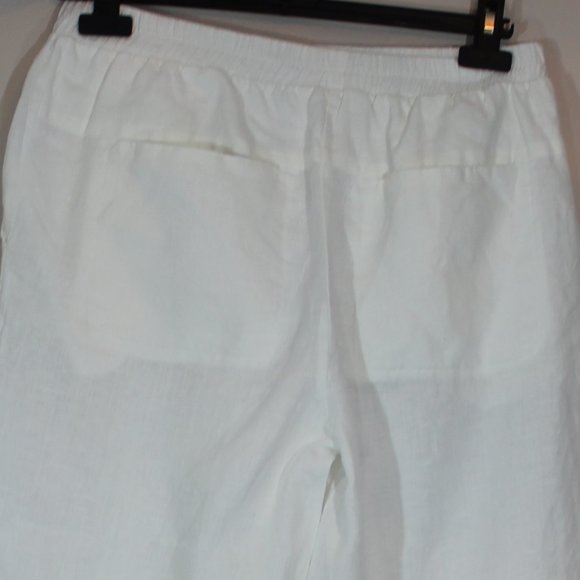 Grade&Gather 100% Linen white woman straight leg pant 4 pockets size Medium - Picture 5 of 9